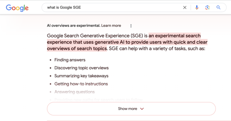 Google SGE (Search Generative Experience) – Googles AI-sökfunktion